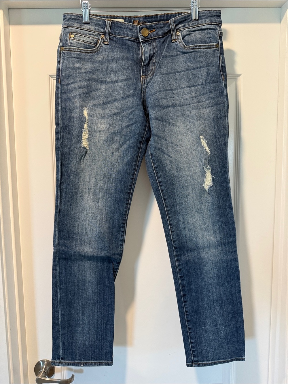 Kut from the Kloth Distressed Straight Leg Jeans - Denim Blue
